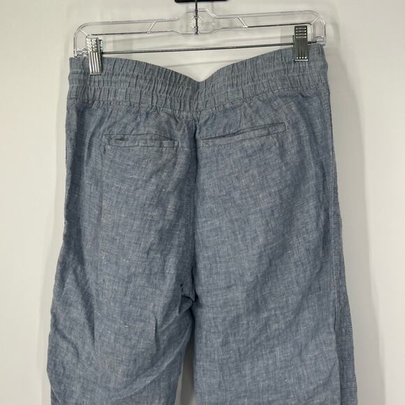 Athleta Cabo Linen Joggers Blue Drawstring High Rise - Picture 6 of 9